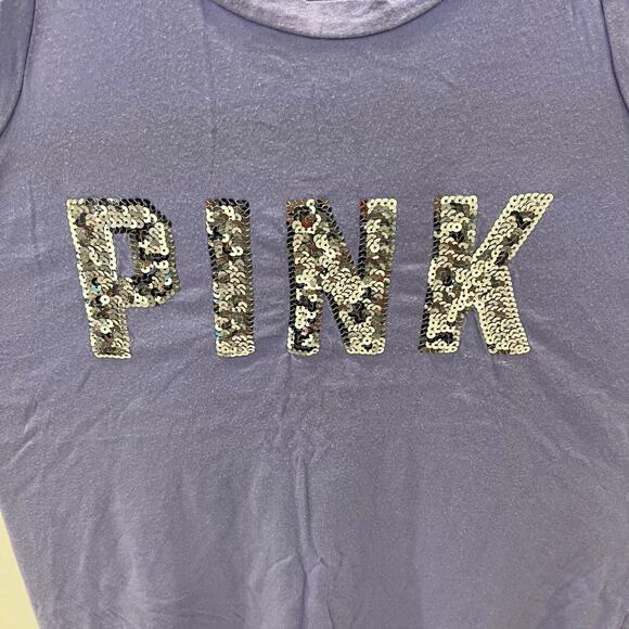 Victoria’s Secret PINK Sequined Racerback Purple Tank Top ~ Women’s SM - Picture 2 of 4